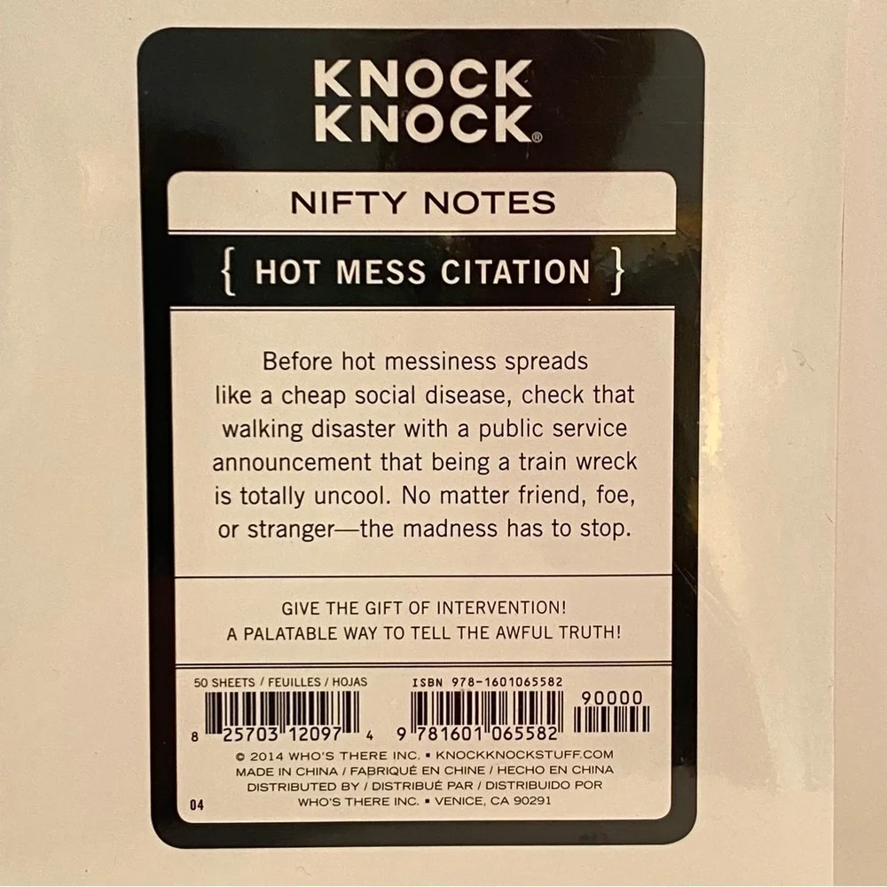 Knock Knock Nifty Notes Hot Mess Citation Note Pad New In Package